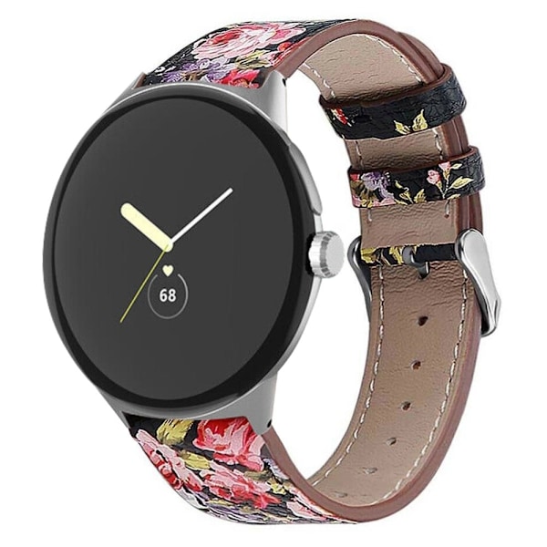 Google Pixel Watch urrem i ægte læder - Sort / Rose Black