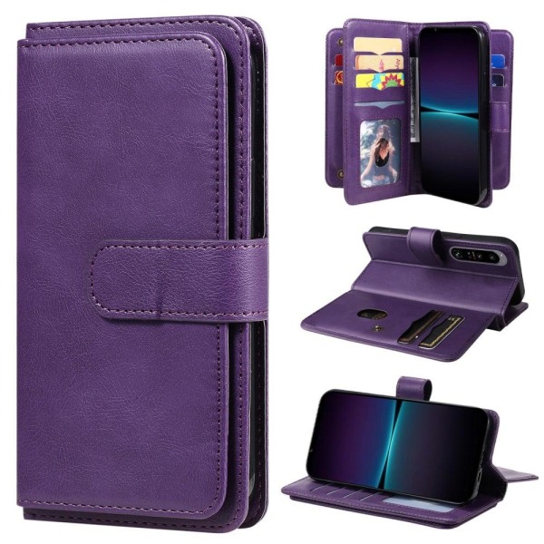 10-slot Lompakko Suojakotelo For Sony Xperia 1 IV - Violetti Purple