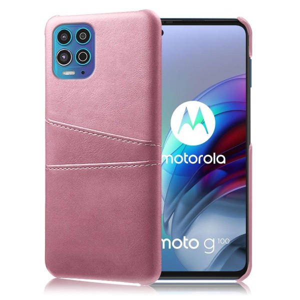 Dual Card Etui Motorola Moto G100 / Edge S - Rødguld Pink