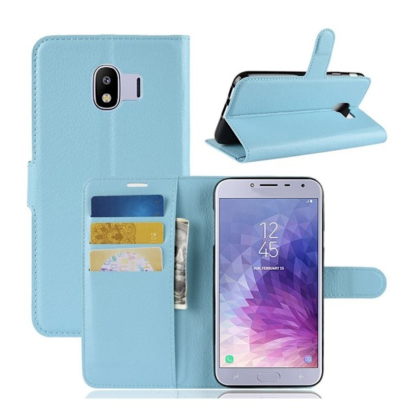 Samsung Galaxy J4 (2018) litchi tekstur læder flip etui - Blå Blue