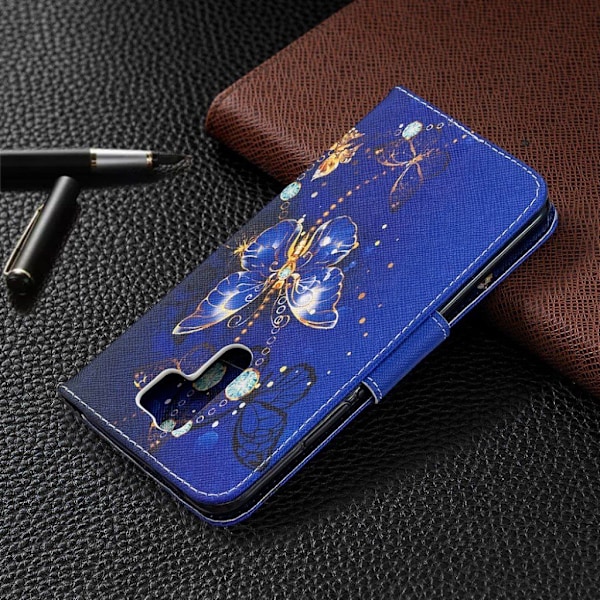 Wonderland Xiaomi Redmi 9 Läppäkotelo - Pretty Perhonen Blue