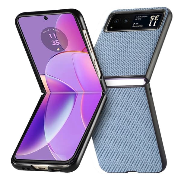 Motorola Razr 40 lædercover i kulfiber-stil - Blå Blue