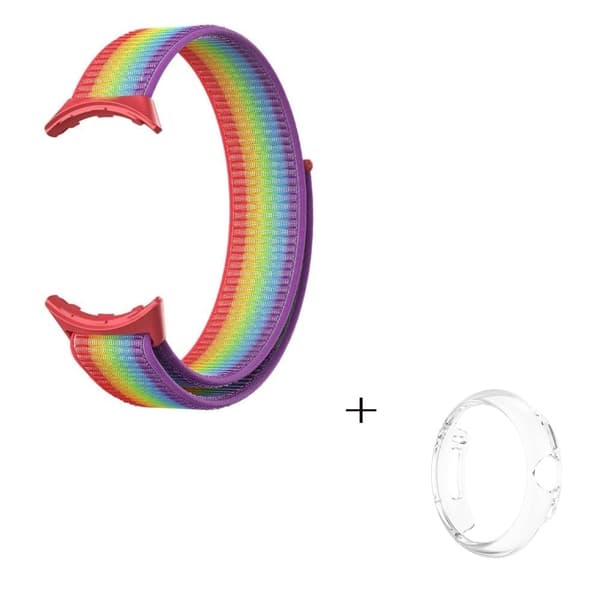 Google Pixel Watch nylonkellohihna läpinäkyvällä suojuksella - Monivärinen Multicolor