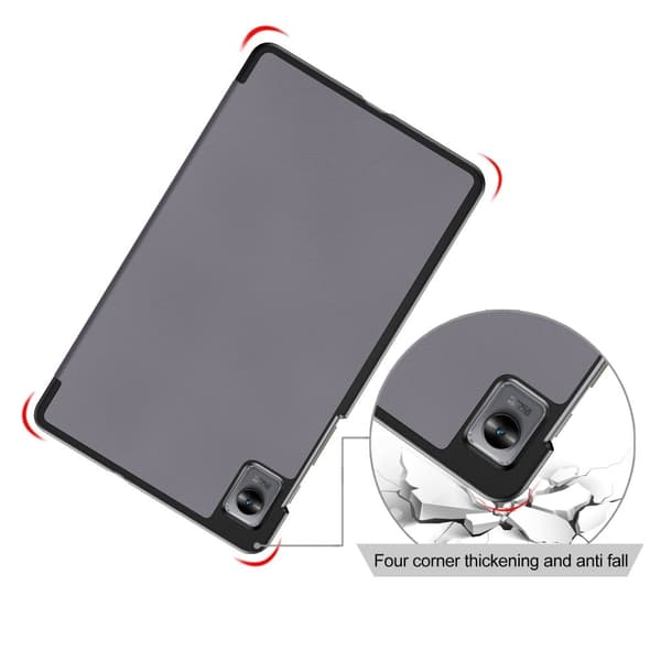 Kolminkertainen nahkainen jalusta kotelo Realme Pad Mini - Harmaa Silver grey