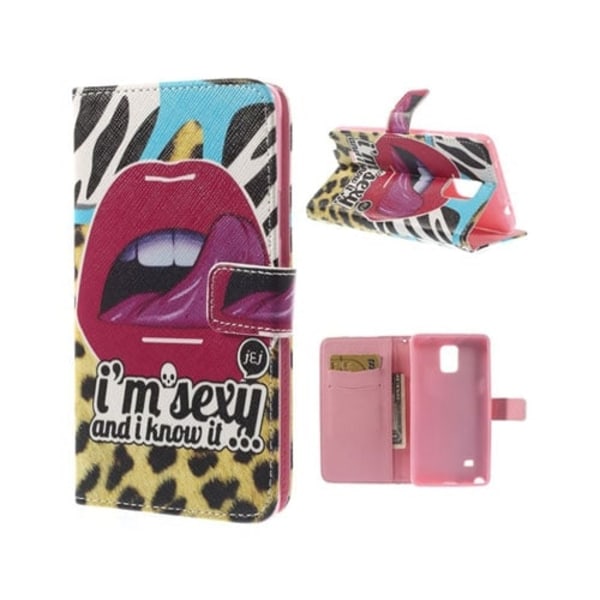 Moberg (Sexy Lips & Leopard) Samsung Galaxy Note 4 Læder Flip Etui Multicolor