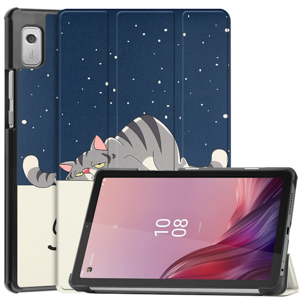 Lenovo Tab M9 mønster tri-fold læderetui - Kat Blue
