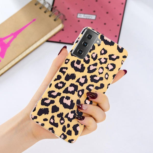 Marble Samsung Galaxy S21 Etui - Leopard Mønster Yellow