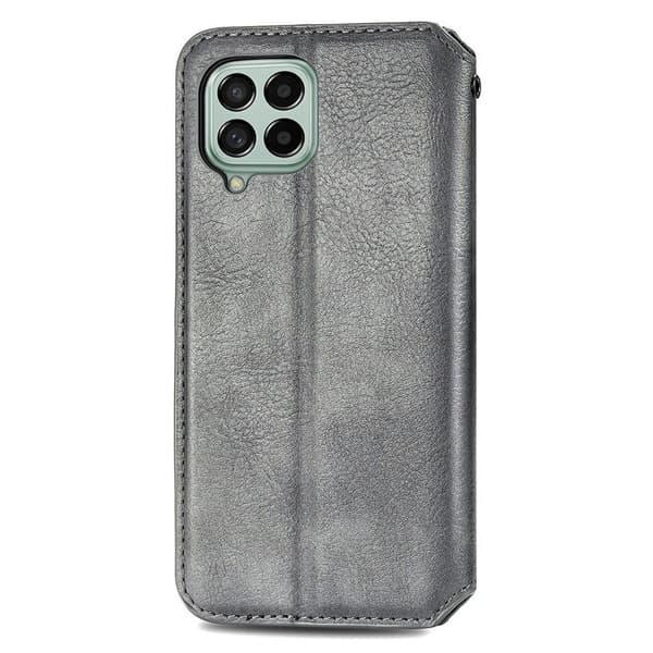 Läder Samsung Galaxy M53 5G fodral med romb-design - Silver/Grå Silvergrå