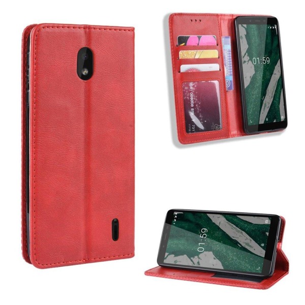 Bofink Vintage läder Nokia 1 Plus fodral - Röd Röd