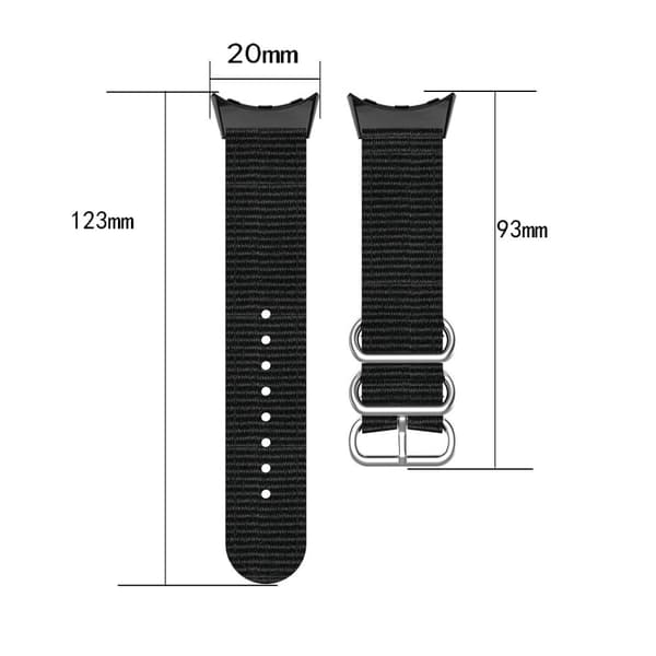 Nylon-urrem med tre løkker til Google Pixel Watch - Sort Black