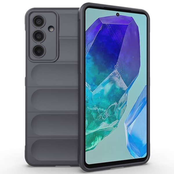 Mjukt greppformat Samsung Galaxy M55 skal - Mörkgrå Silvergrå