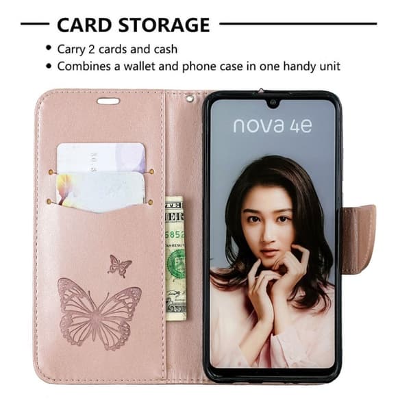 Butterfly Huawei P30 Lite etui - Rødguld Pink