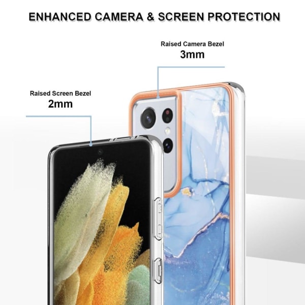 Marmormotiv Samsung Galaxy S21 Ultra 5G skal - Blå Blå