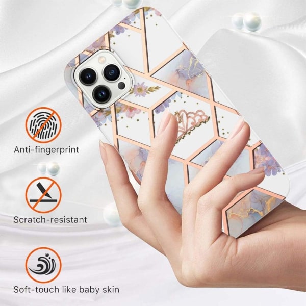 Marmormotiv iPhone 14 Pro Max skal - Krona multifärg
