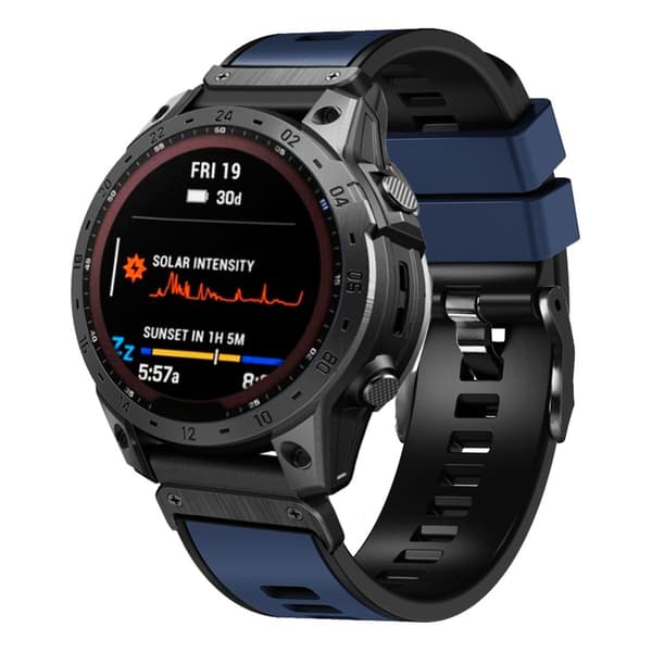 Dobbeltfarvet silikoneurrem til Garmin Watch - Mørkeblå / Sort Blue