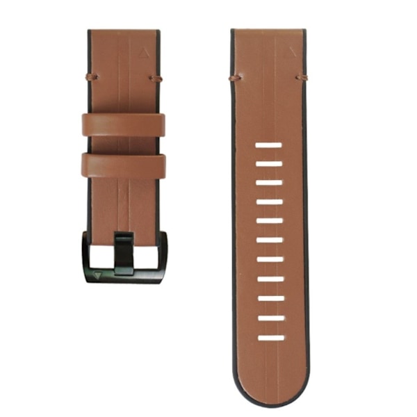 Garmin Fenix 6X / 5X Plus / 3 ægte læder + silikone urrem - Brun Brown