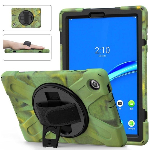 Lenovo Tab M10 HD Gen 2 360 drejelig kickstand-holder + silikoneetui - Camouflage Green