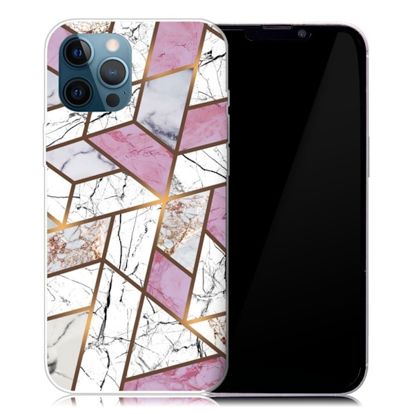 Marble iPhone 13 Pro Max Suojakotelo - Rose / Valkoinen / Harmaa Marble Multicolor