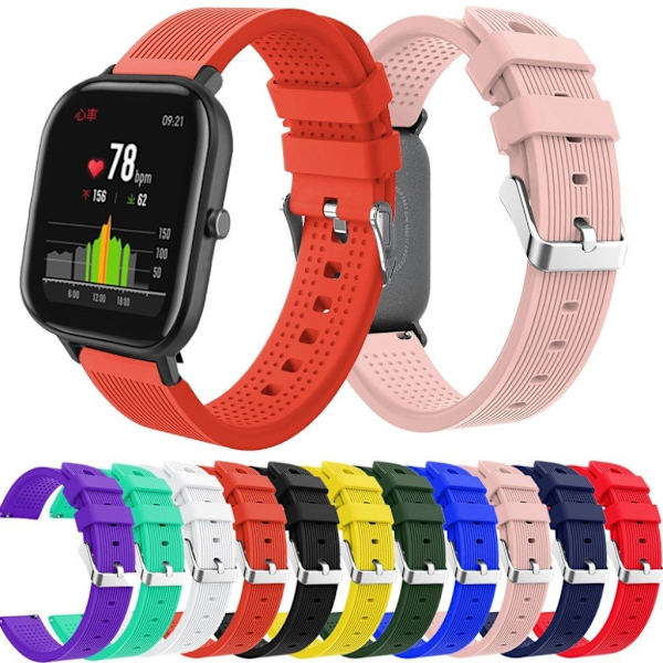 Amazfit GTS / Bip Lite raidallinen silikoninen kellonauha - Musta Black