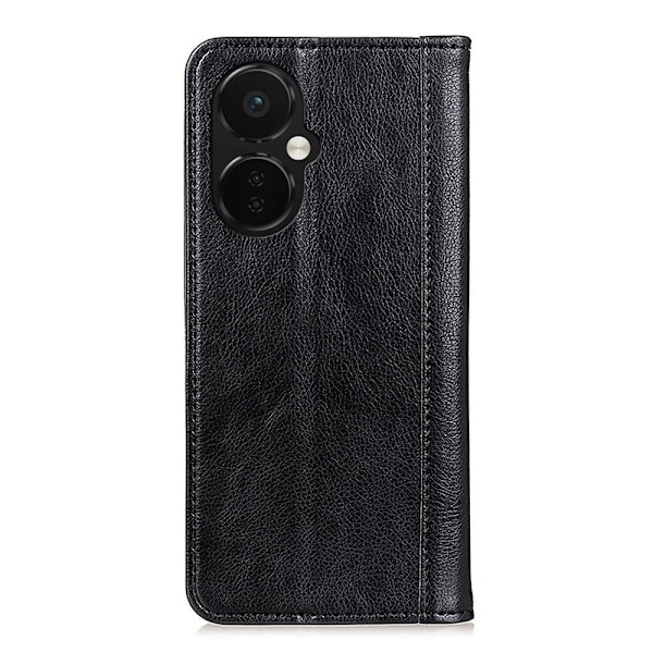 Äkta läder OnePlus Nord CE 3 fodral med magnetisk stängning Svart