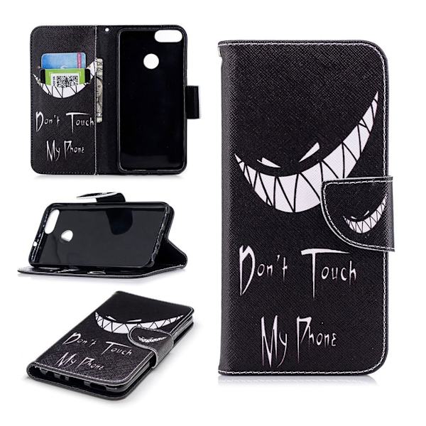 Huawei P Smart Mønstret Lær Flip Etui - Angry Face Multicolor