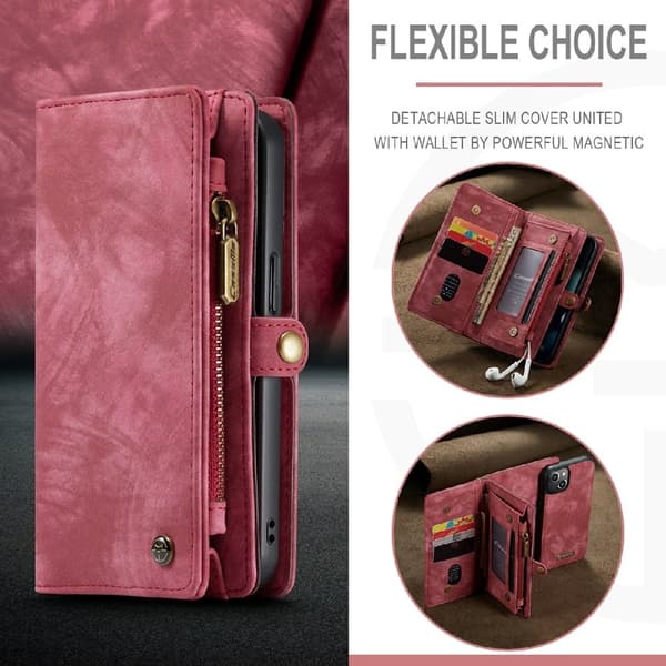 CaseMe iPhone 13 Mini Zipper Lompakko - Punainen Red