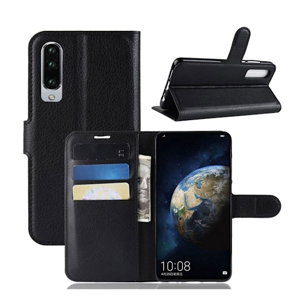 Huawei P30 ægte split læderetui - Sort Black