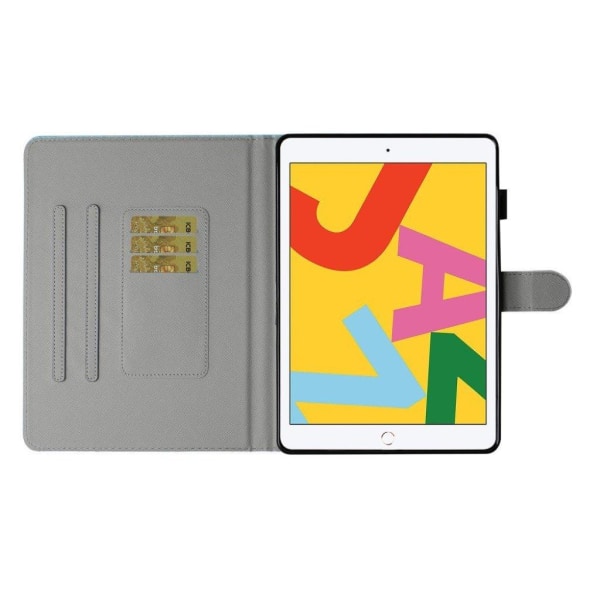Mønstertryk Stativ Læder Kortholder Etui iPad 10.2 (2021)/(2020) Blue