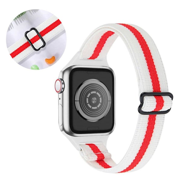 Apple Watch 42mm - 44mm nylon urrem - Hvid / Rød Red