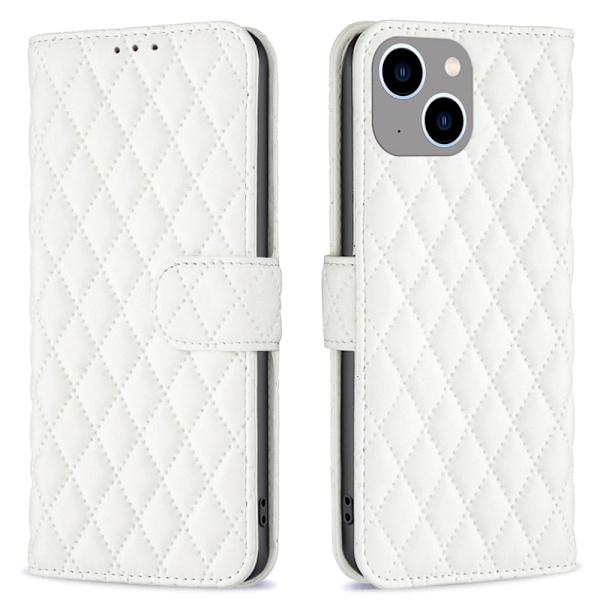 Rhombus mat iPhone 15 flip etui - Hvid White