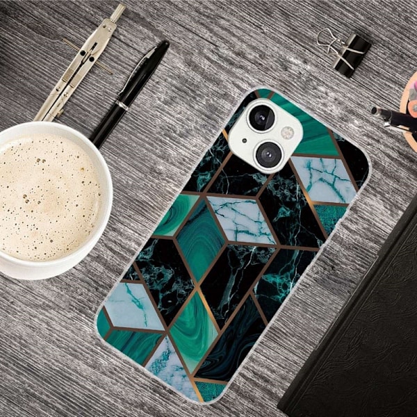 Marmordesign iPhone 14 deksel - Smaragd Marmor Green