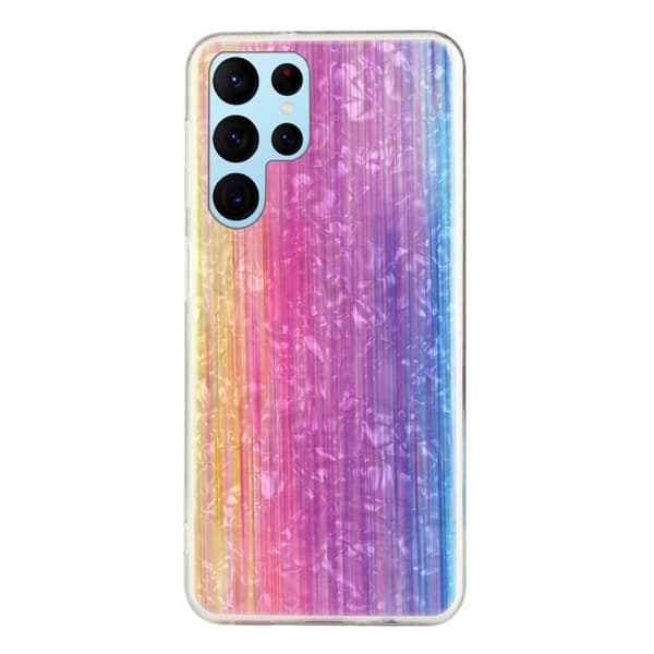 Deco Samsung Galaxy S22 Ultra Etui - Rosa Regnbue Multicolor