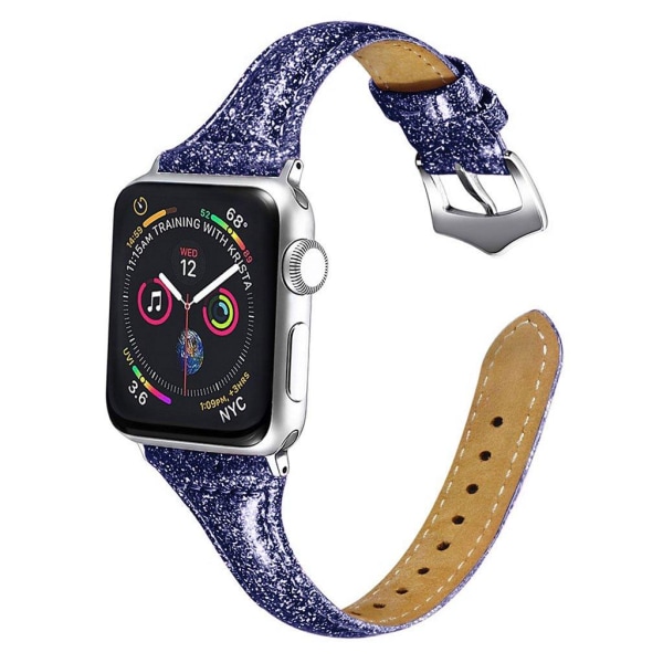 Apple Watch Series 5 44 mm klockarmband i äkta läder - Blå Blå