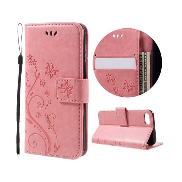 Jensen iPhone 7 / 8 læretui med inngravert mønster - Rosa Pink