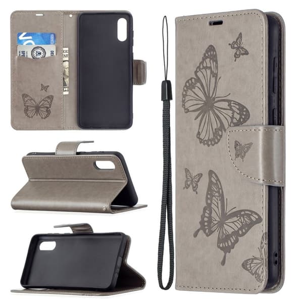 Butterfly Samsung Galaxy M02 / A02 Flippetui - Grå Silver grey