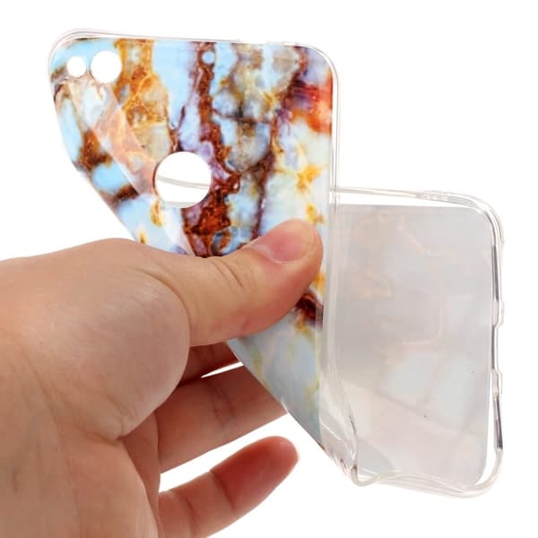 Huawei Honor 8 Lite Marble Imd TPU Myk Etui - Brun Brown