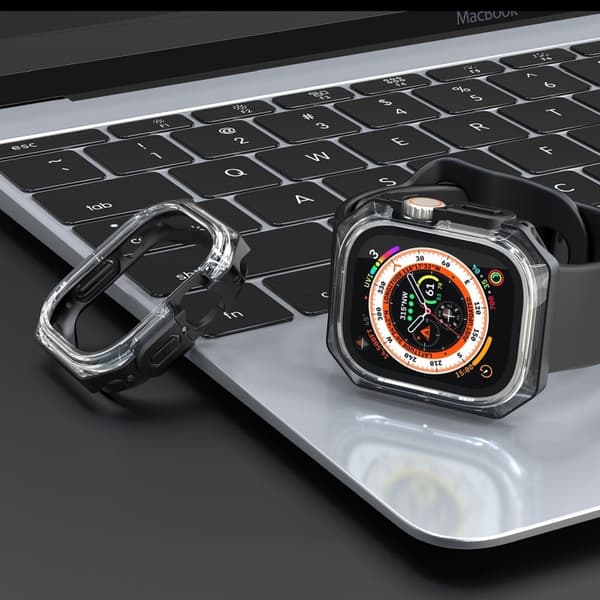 Apple Watch Series 7 / 8 / 9 45mm klockramfodral Bumpresistent + flexibelt kantskydd för smartklocka - Svart Svart