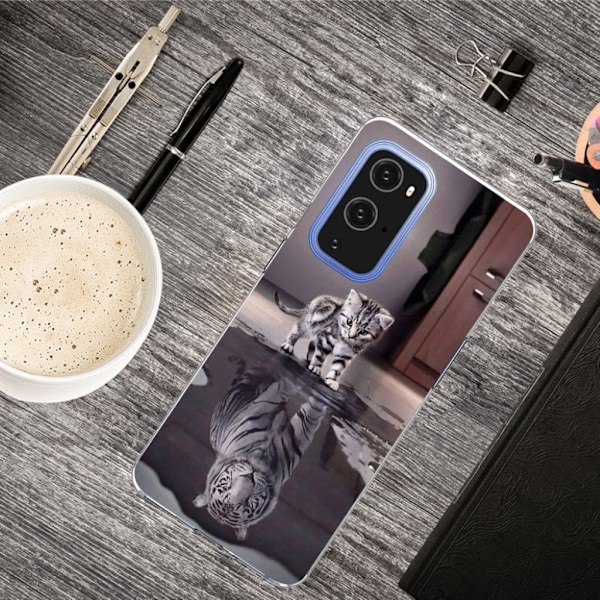 Deco OnePlus 9 Pro skal - Katt Och Tiger Silvergrå
