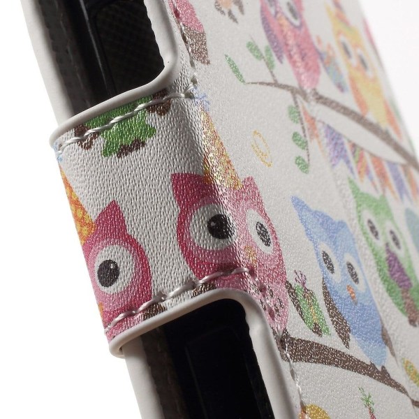 Holberg HTC Desire 530 Nahkakotelo Korttitaskuilla - Pöllö Perhe Multicolor