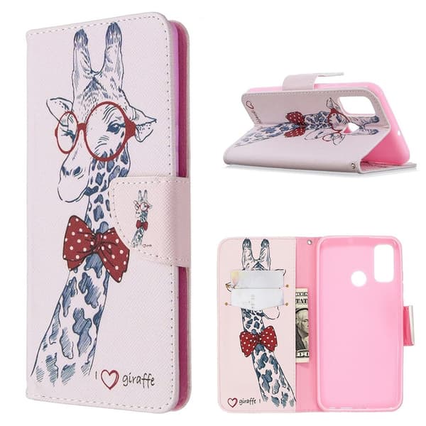 Wonderland Huawei P Smart 2020 Etui - Sød giraf med briller Multicolor