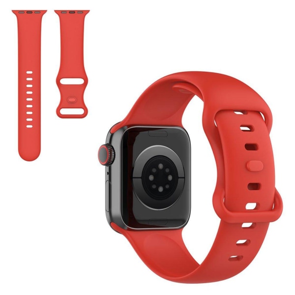 Apple Watch 42mm - 44mm yksivärinen silikonikellon hihna - Punainen / Koko: S Red