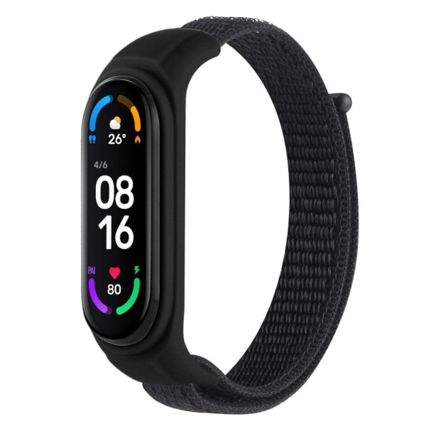 Xiaomi Mi Band 7 / 6 / 5 nylon watch strap with silicone cover - Black
