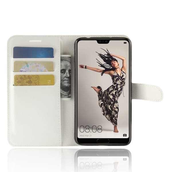 Huawei P20 Pro Etui laget av kunstlær og silikon – Hvit White