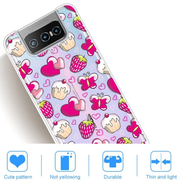 Deco Asus Zenfone 7 Pro Etui - Jordbær Pink