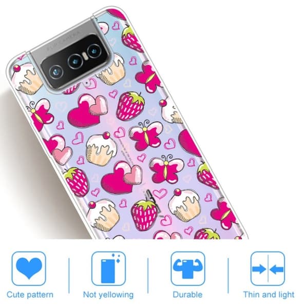 Deco Asus Zenfone 7 Pro skal - Jordgubbar Rosa