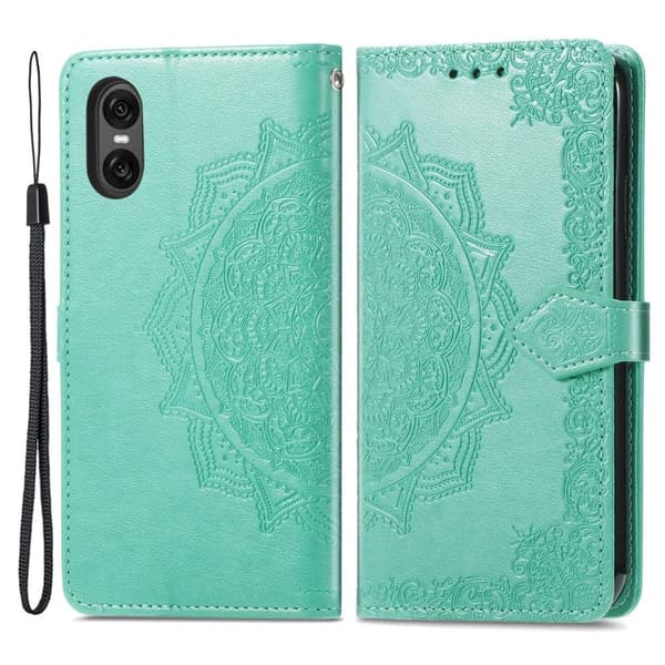 Mandala Sony Xperia 10 VI læderetui - Grøn Green