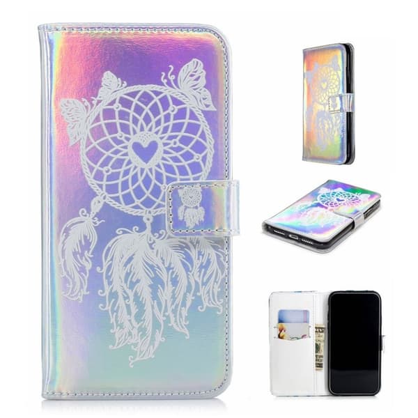 iPhone Xs Max laserskåret præget læder flip cover - Dream Catcher Multicolor