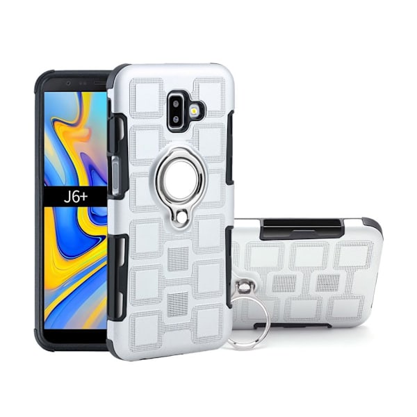 Samsung Galaxy J6 Plus (2018) kombinationsfodral med geometriskt mönster - Silver Silvergrå