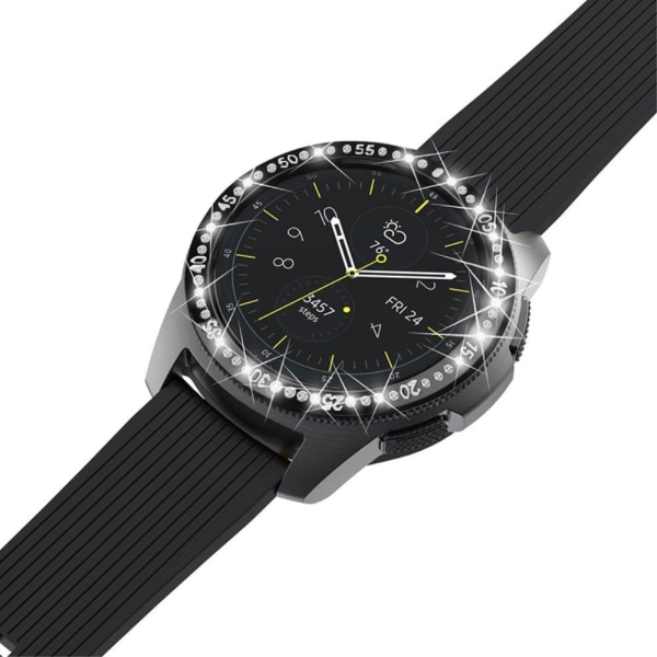 Samsung Galaxy Watch 4 Classic (42mm) ruostumattomasta teräksestä valmistettu strassikoristeinen kehysrengas - Musta Black