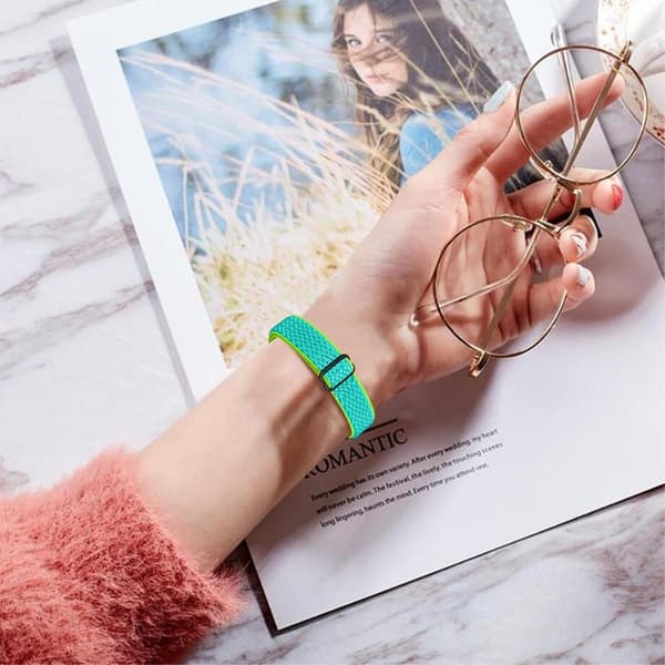Fitbit Luxe elastisk urrem i nylon - Gul / Grøn Green